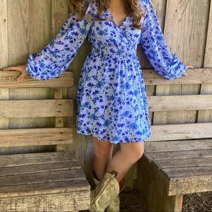 floral blue dress XS